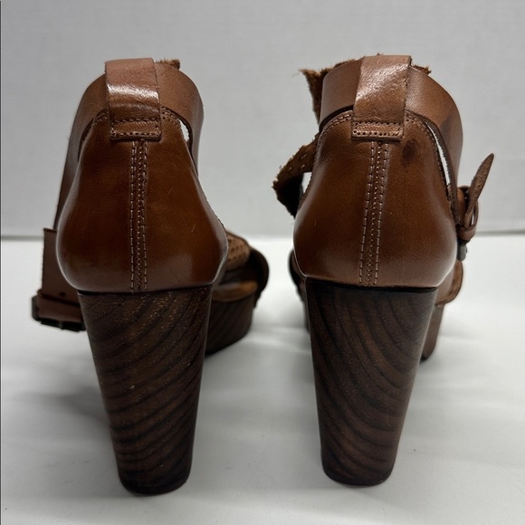 Free People Rendering Clogs Leather High Heel Shoes Open Toe Brown Size 41 US 11 - Picture 3 of 10